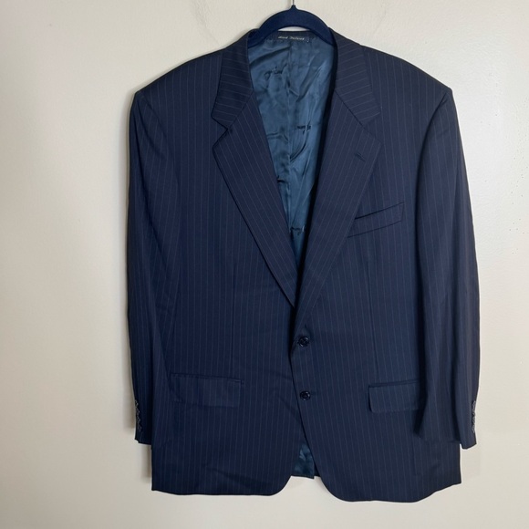 Men! Solemare Maus & Hoffman Wool Sport Jacket Blazer Striped Navy size 46R - Picture 1 of 6